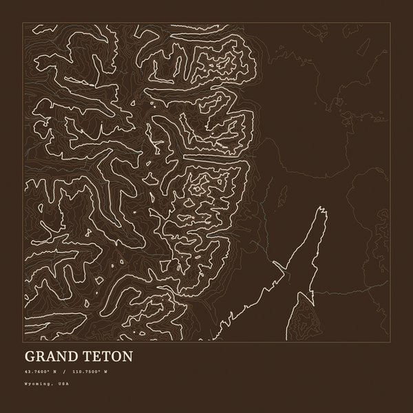 Grand Teton — Ink print in Atlas Dark (square)