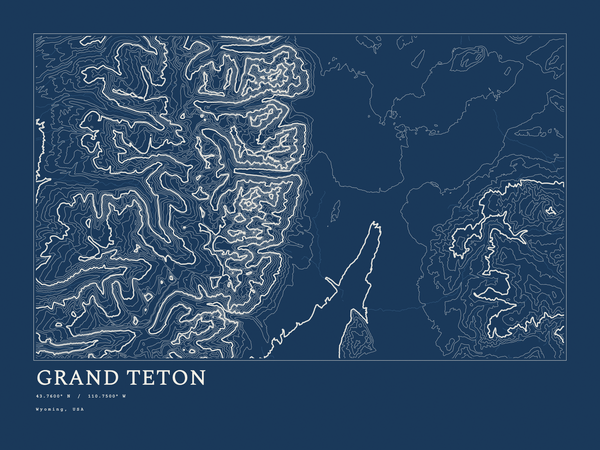 Grand Teton — Ink print in Blueprint Dark (landscape)