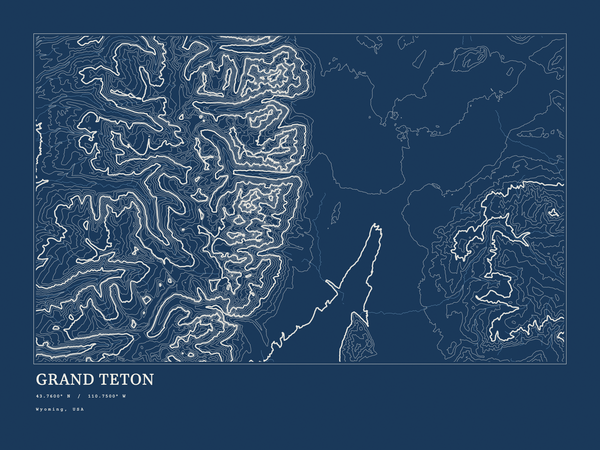 Grand Teton — Ink print in Blueprint Dark (landscape)