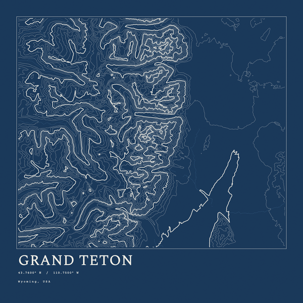 Grand Teton — Ink print in Blueprint Dark (square)