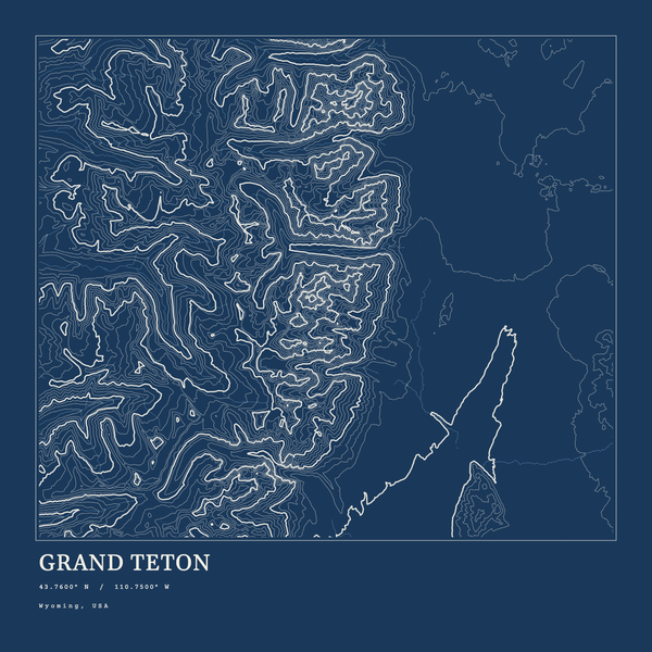 Grand Teton — Ink print in Blueprint Dark (square)