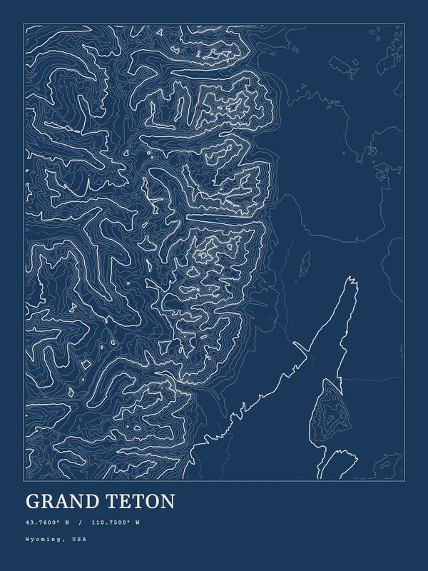 Grand Teton — Ink print in Blueprint Dark