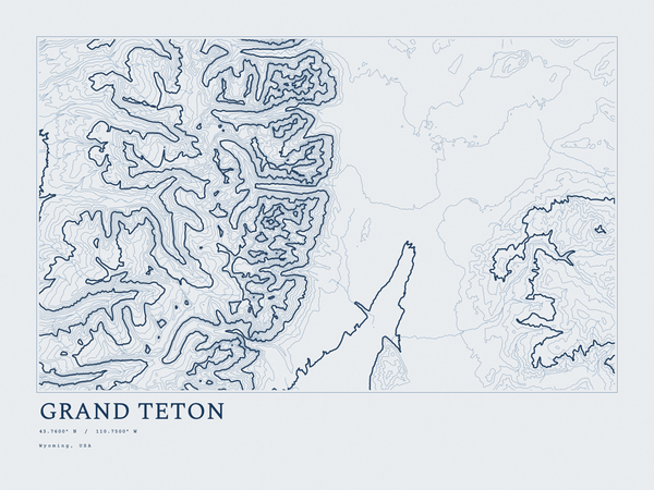 Grand Teton — Ink print in Blueprint Light (landscape)