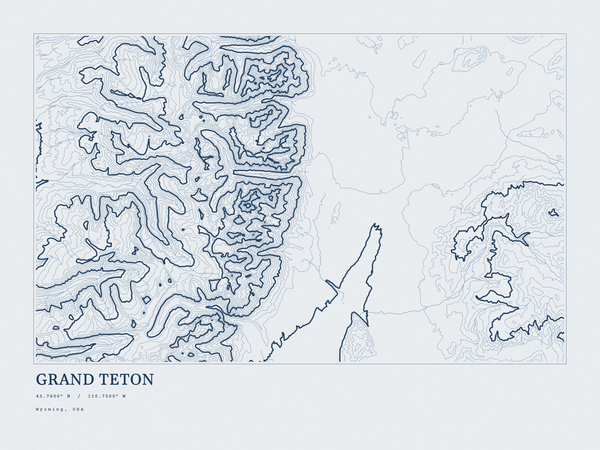 Grand Teton — Ink print in Blueprint Light (landscape)