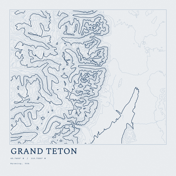 Grand Teton — Ink print in Blueprint Light (square)