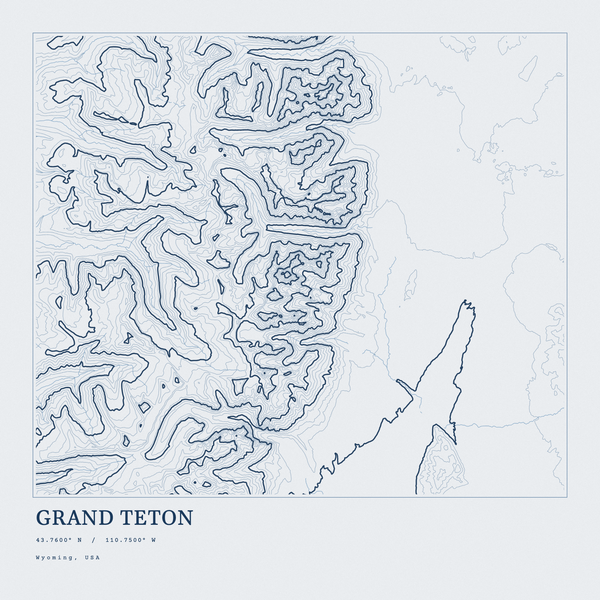 Grand Teton — Ink print in Blueprint Light (square)
