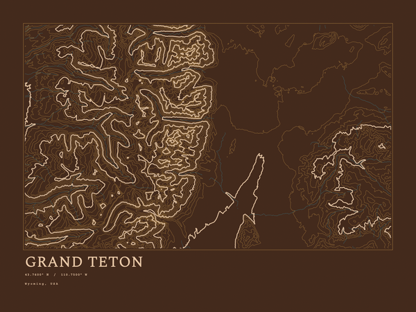 Grand Teton — Ink print in Desert Dark (landscape)
