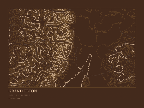 Grand Teton — Ink print in Desert Dark (landscape)