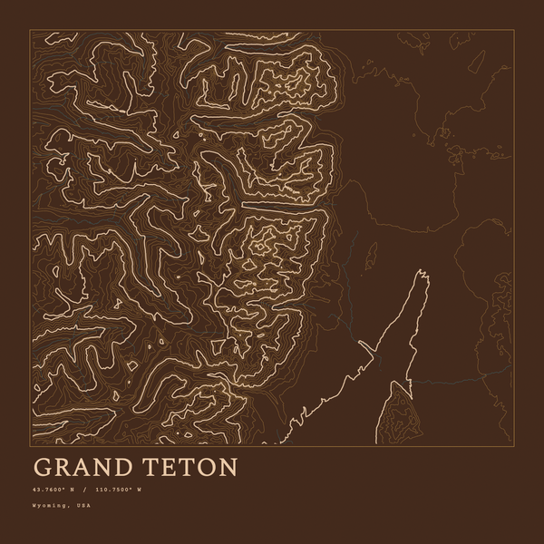 Grand Teton — Ink print in Desert Dark (square)
