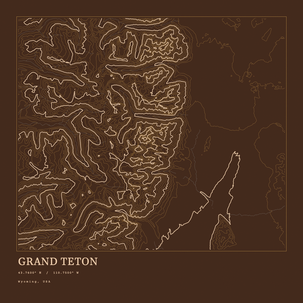 Grand Teton — Ink print in Desert Dark (square)