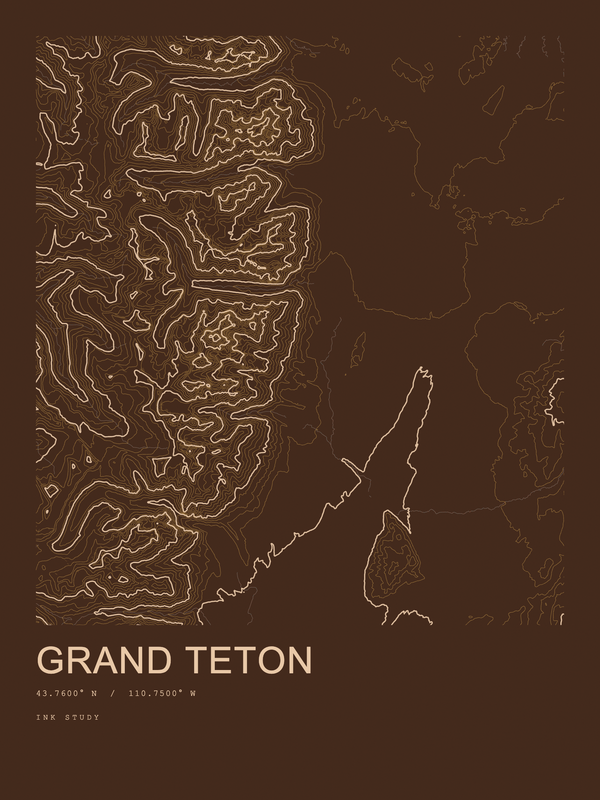 Grand Teton — Ink print in Desert Dark