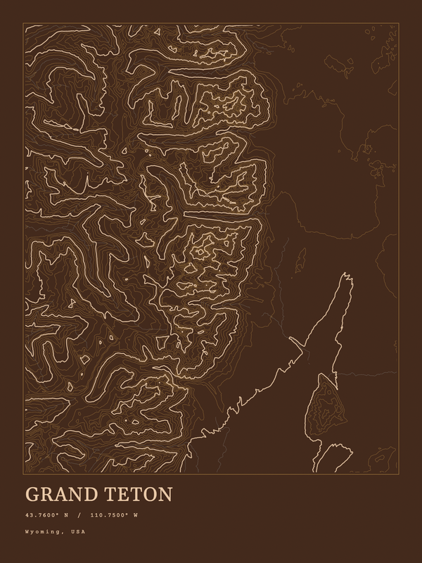 Grand Teton — Ink print in Desert Dark