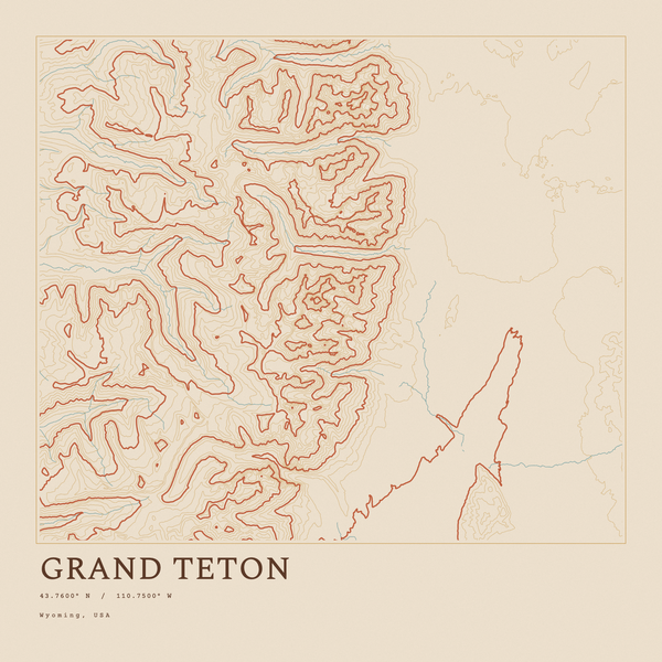 Grand Teton — Ink print in Desert Light (square)
