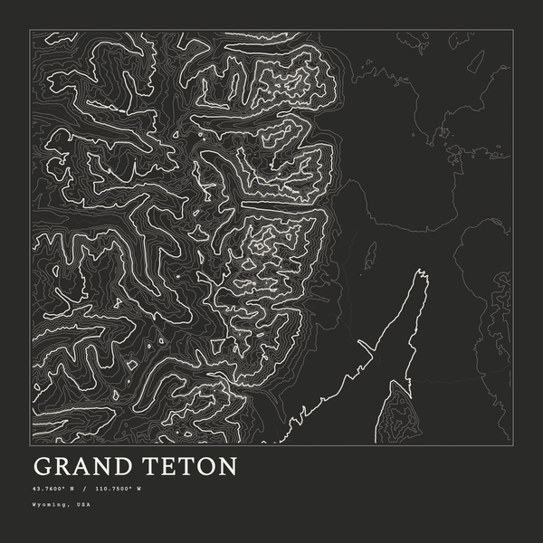 Grand Teton — Ink print in Ink Dark (square)