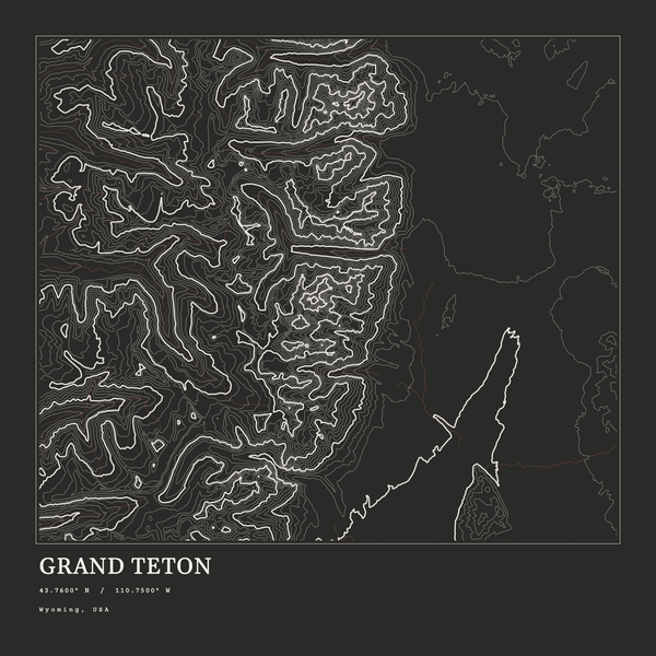 Grand Teton — Ink print in Ink Dark (square)