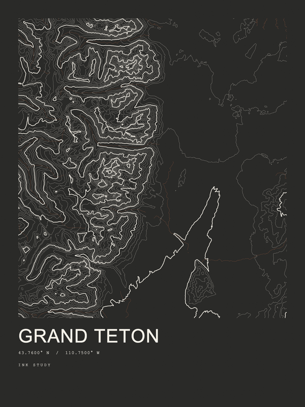 Grand Teton — Ink print in Ink Dark