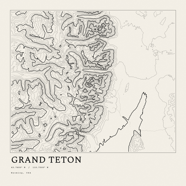 Grand Teton — Ink print in Ink Light (square)