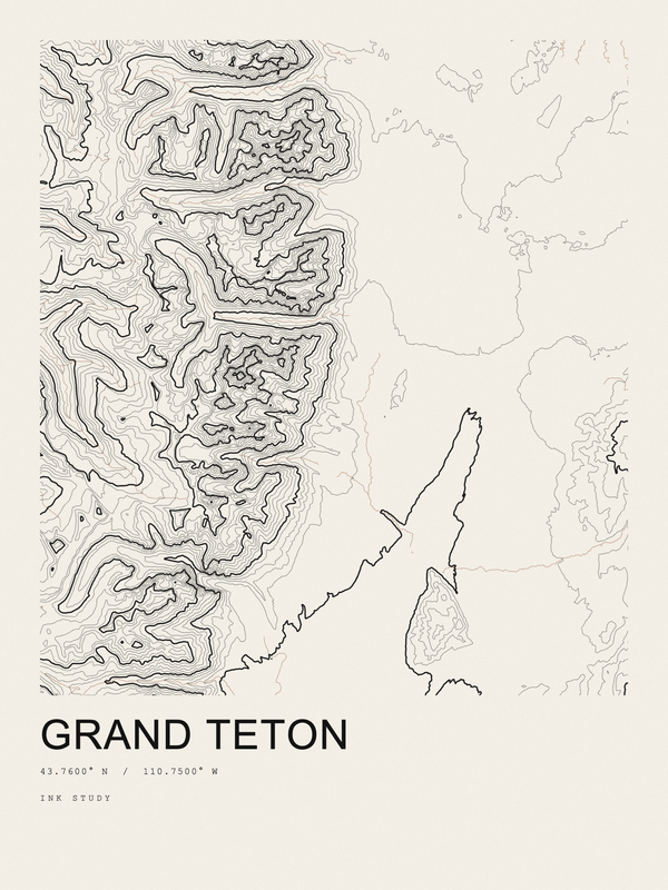 Grand Teton — Ink print in Ink Light