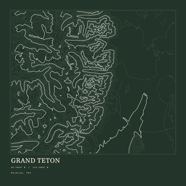 Grand Teton — Ink print in Ranger Dark (square)