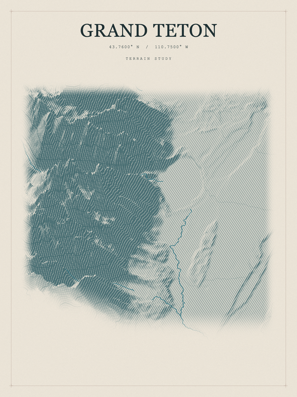 Grand Teton — Red Relief print in Graphite