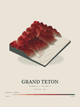 Grand Teton — Terrain Relief print in Red Earth