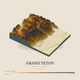 Grand Teton — Terrain Relief print in Saffron & Slate (square)