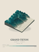 Grand Teton — Terrain Relief print in Alpine Teal