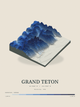 Grand Teton — Terrain Relief print in Ultramarine