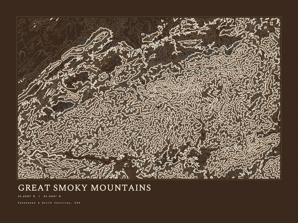 Great Smoky Mountains — Ink print in Atlas Dark (landscape)