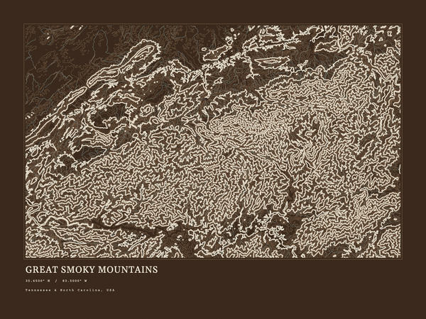 Great Smoky Mountains — Ink print in Atlas Dark (landscape)