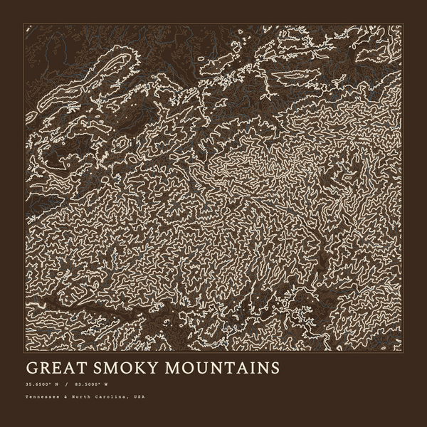 Great Smoky Mountains — Ink print in Atlas Dark (square)