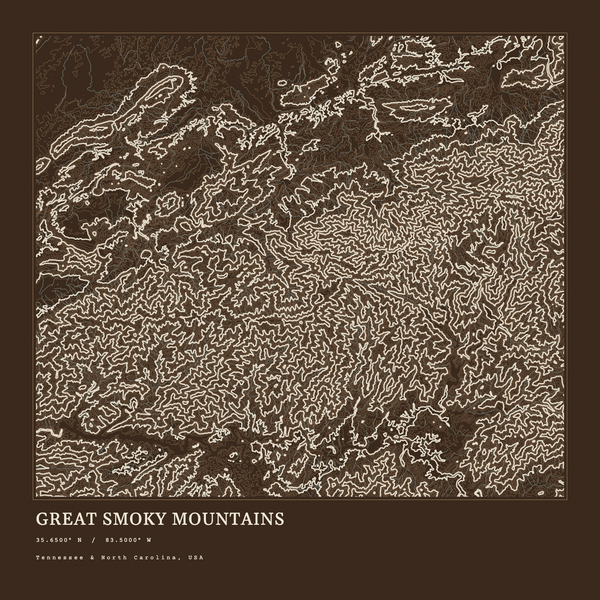 Great Smoky Mountains — Ink print in Atlas Dark (square)