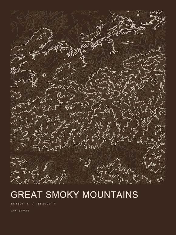 Great Smoky Mountains — Ink print in Atlas Dark