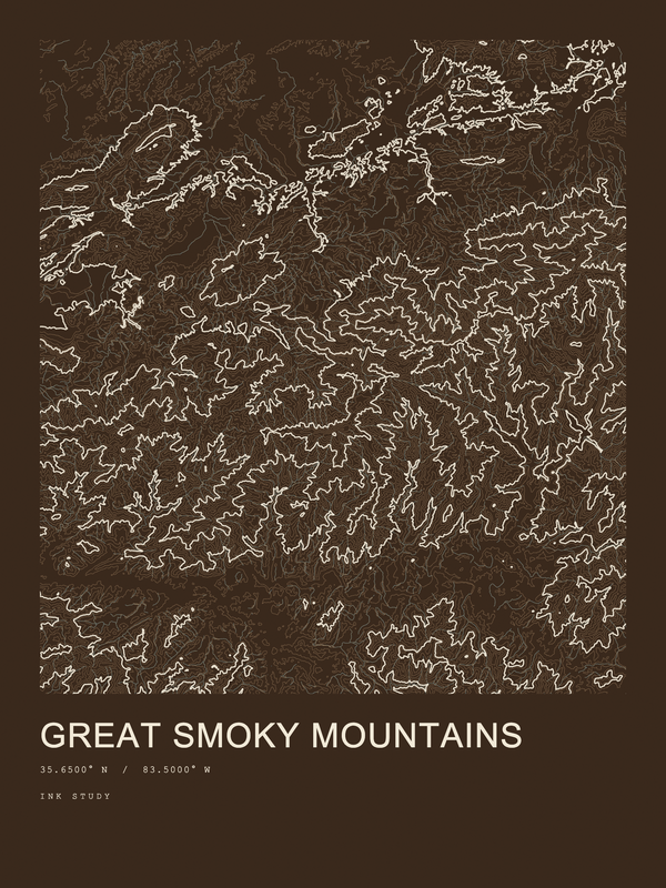 Great Smoky Mountains — Ink print in Atlas Dark