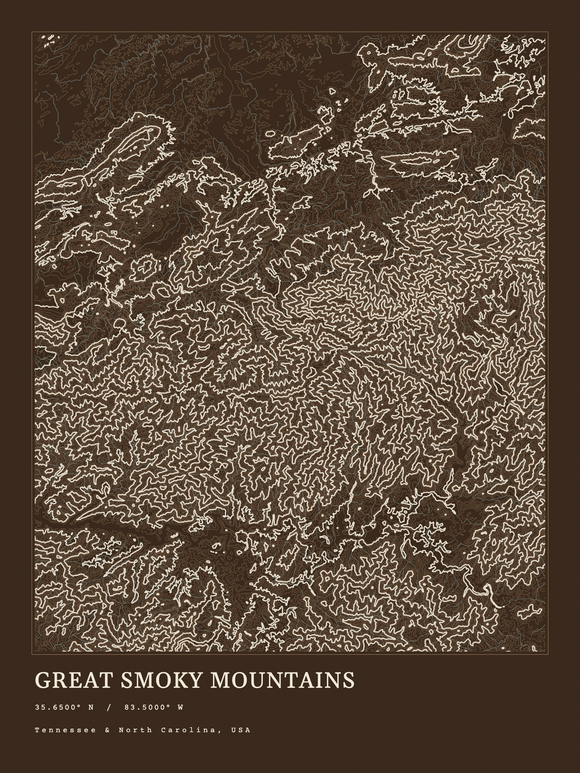 Great Smoky Mountains — Ink print in Atlas Dark