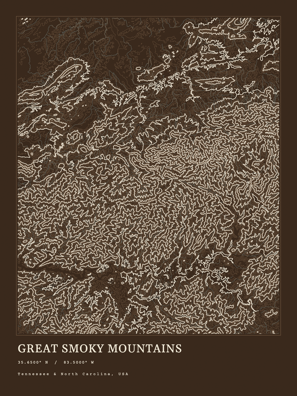 Great Smoky Mountains — Ink print in Atlas Dark