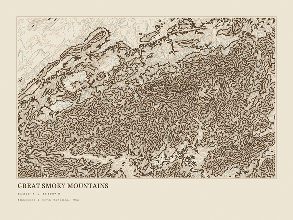 Great Smoky Mountains — Ink print in Atlas Light (landscape)