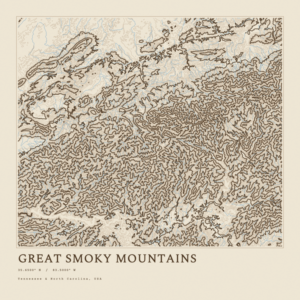 Great Smoky Mountains — Ink print in Atlas Light (square)