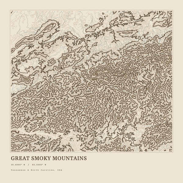 Great Smoky Mountains — Ink print in Atlas Light (square)