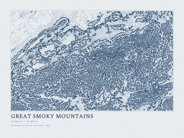 Great Smoky Mountains — Ink print in Blueprint Light (landscape)