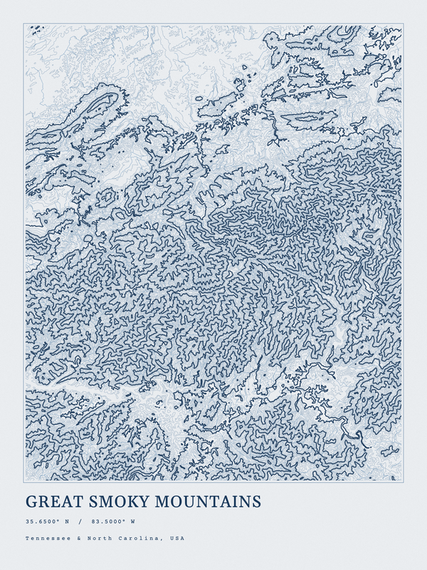Great Smoky Mountains — Ink print in Blueprint Light