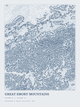 Great Smoky Mountains — Ink print in Blueprint Light