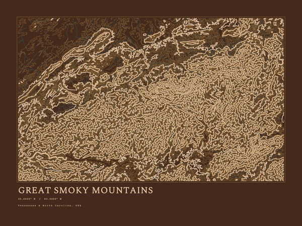 Great Smoky Mountains — Ink print in Desert Dark (landscape)