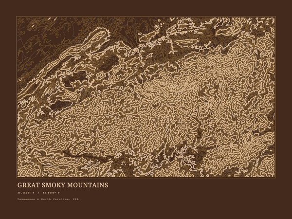 Great Smoky Mountains — Ink print in Desert Dark (landscape)