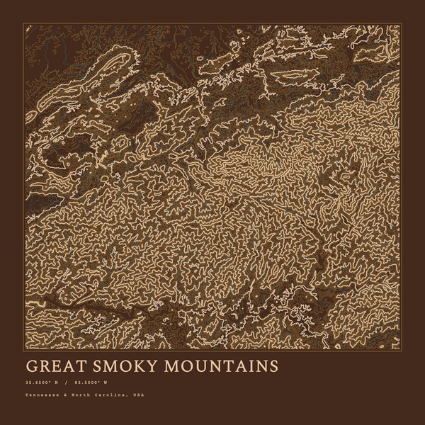 Great Smoky Mountains — Ink print in Desert Dark (square)
