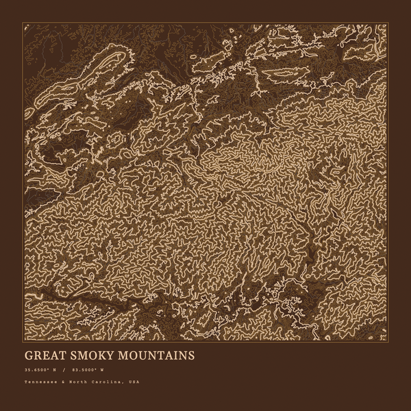 Great Smoky Mountains — Ink print in Desert Dark (square)