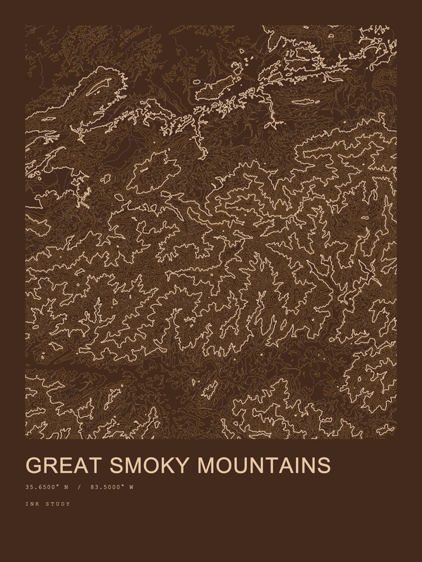 Great Smoky Mountains — Ink print in Desert Dark