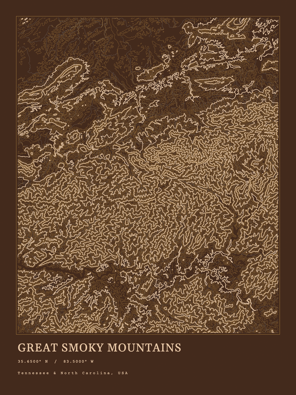 Great Smoky Mountains — Ink print in Desert Dark