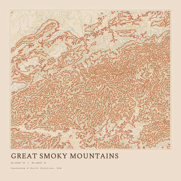 Great Smoky Mountains — Ink print in Desert Light (square)