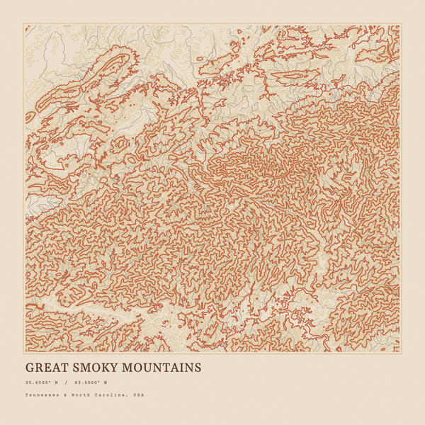 Great Smoky Mountains — Ink print in Desert Light (square)